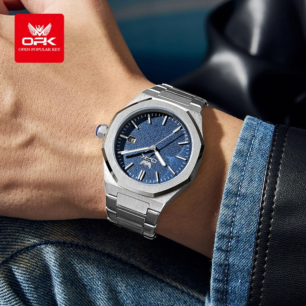 OPK 6046 Mens Watch Quartz Watch Waterproof Luminous Stainless Steel Automatic Date Watch For Man With Box Gifts Original