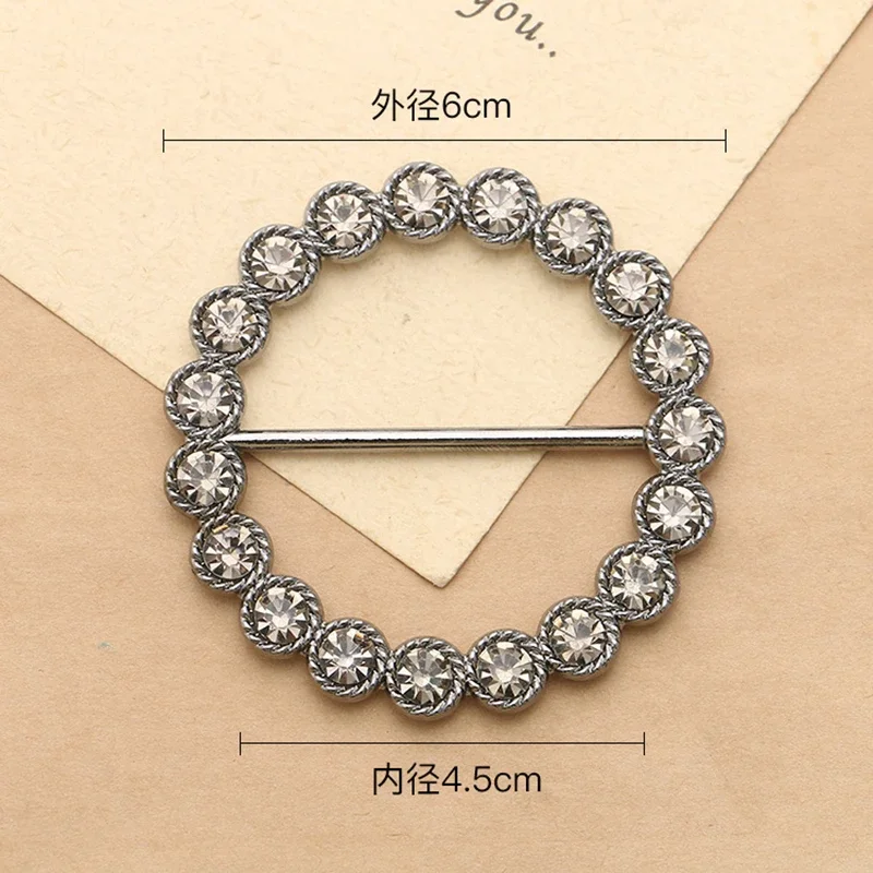 1 X Round Metal Rhinestone Buckle Fit With Wedding Ribbon Invitation Card