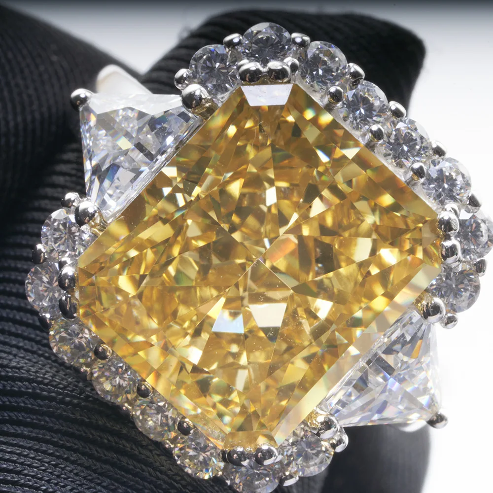 AIFAFA-Bagues en Diamants à Haute Teneur en Carbone, 10 Carats, Plaqué Pt950, Coupe Radieuse, Rotterdam, Kling, Grosse Pierre Précieuse, Argent S925, Bijoux Fins, Qualité Supérieure