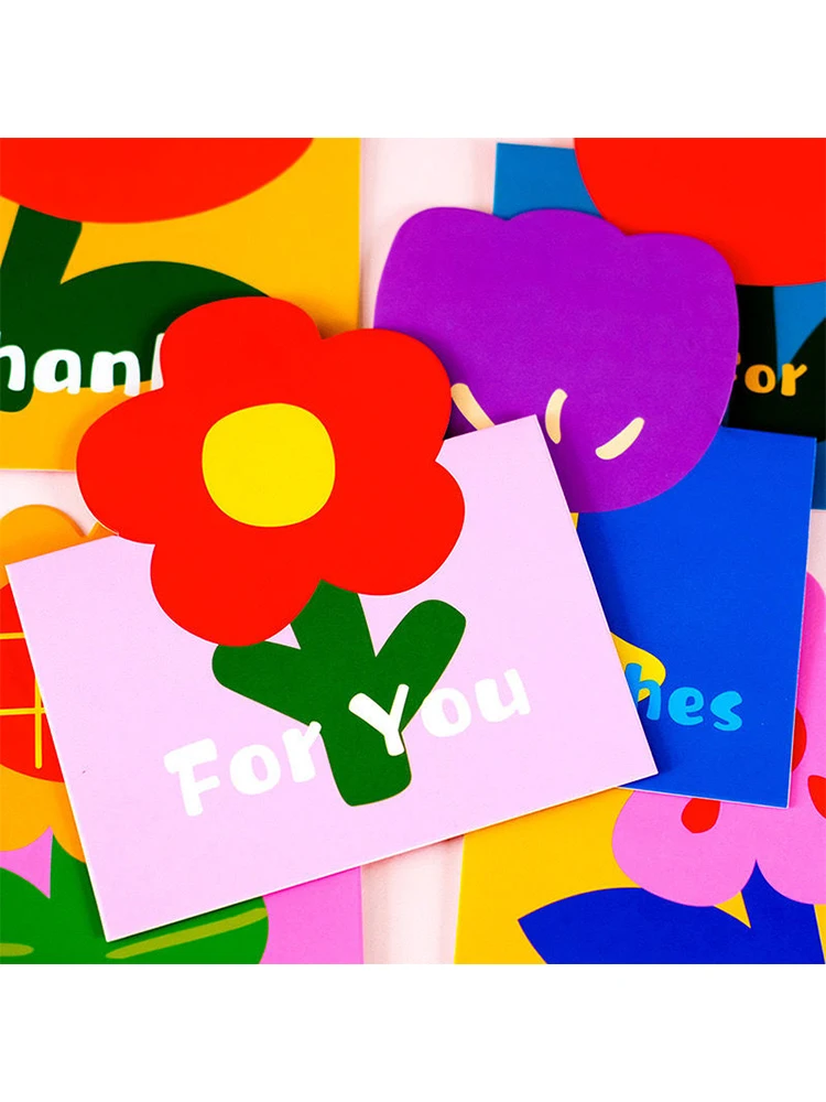 100 Blatt / Box Kleine Blumen-Dankeskarten Geschenkbox-Set Feiertagsgrußkarten für Bäckereien Blumenläden Kleine Unternehmen Dekorativ – Detail 6