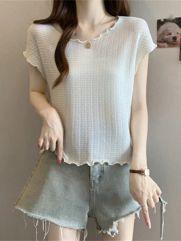 Light Green Wooden  Short Sleeve T-Shirt Women's Style Shoulder Length Summer New plus Size Forest System Youthful Top