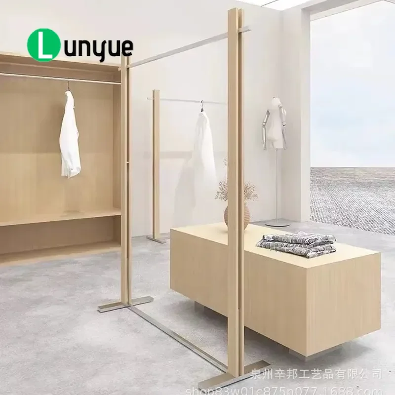 Stainless Steel Clothing Display Rack Antique Log Color Floor to Ceiling Garment Hanger for Women's Boutique Retail Store New