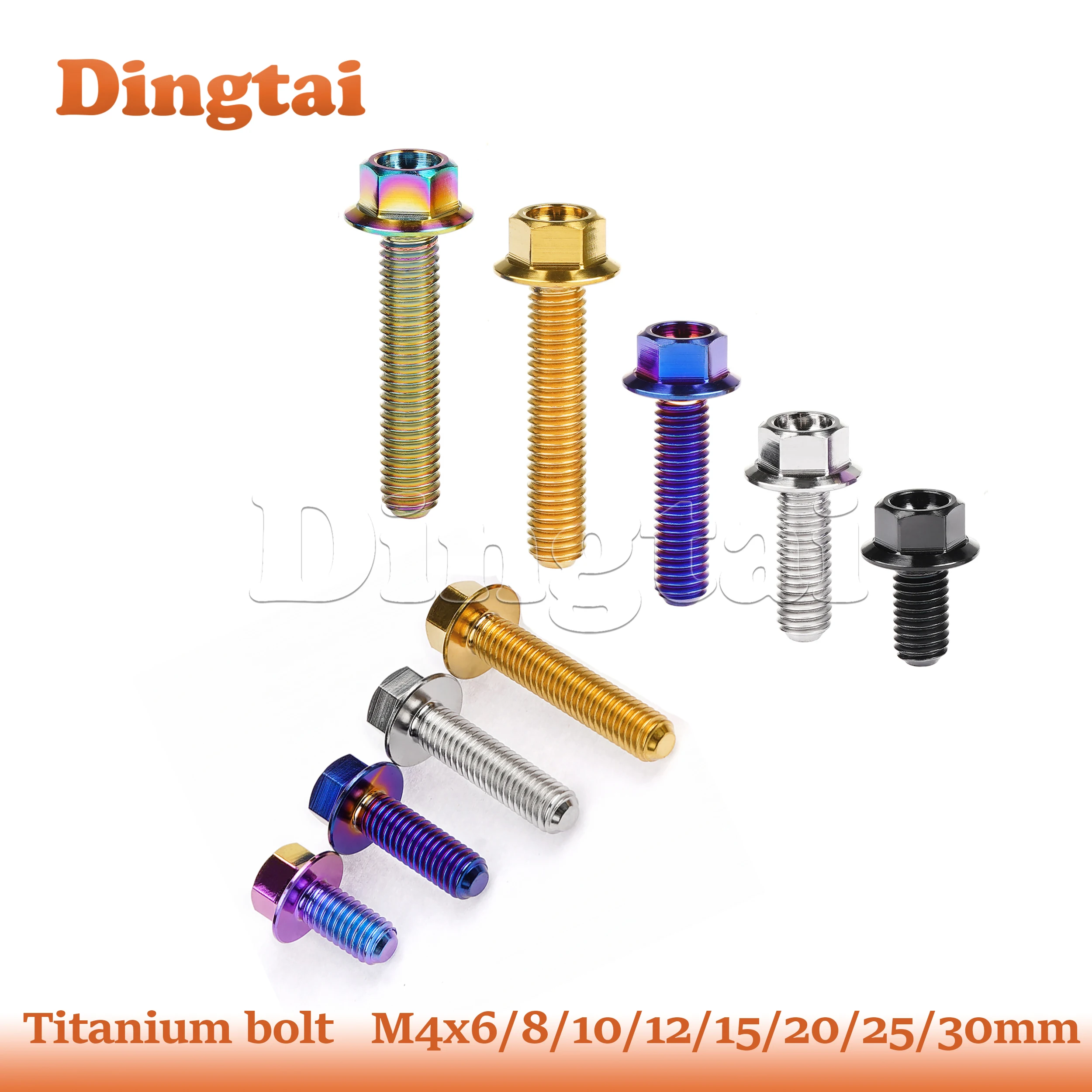 

Dingtai Titanium Bolt M4x6 8 10 12 15 20 25 30mm Small Flange Hex Head Screw for Motorcycle Fateners