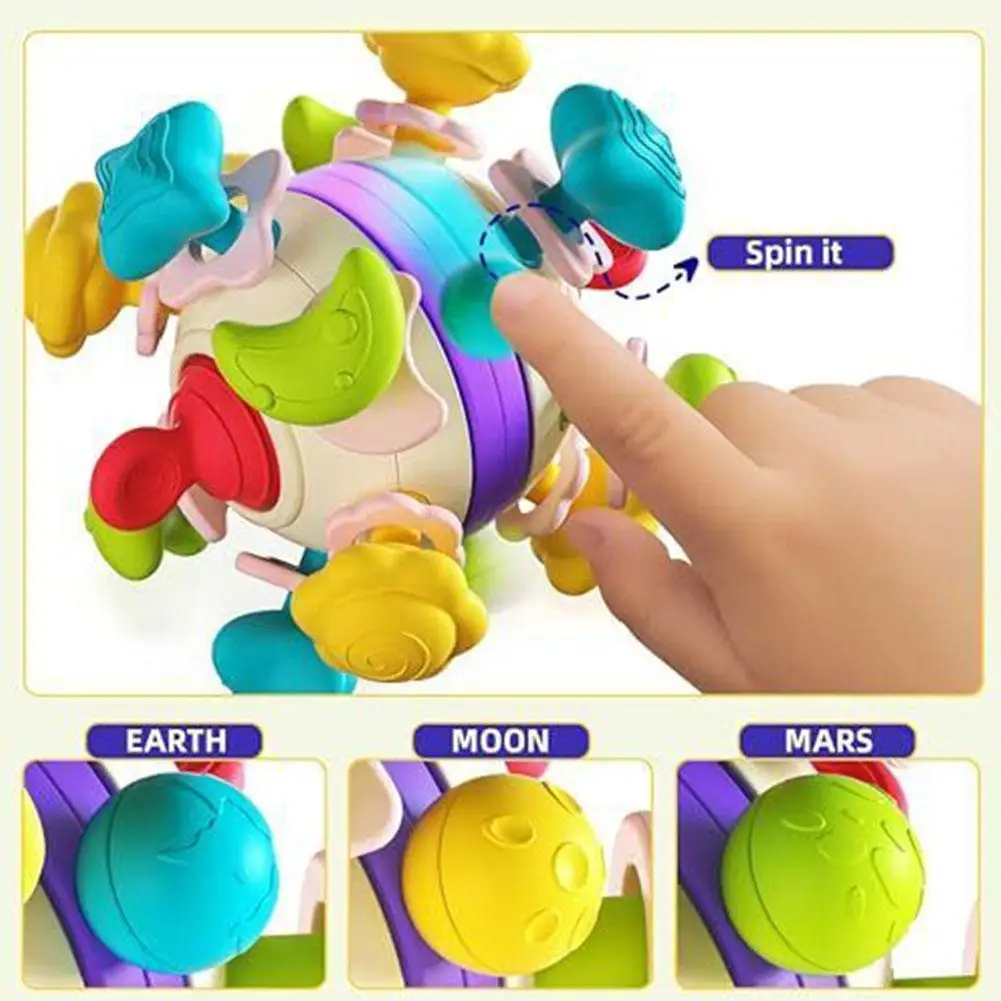 Baby Toys 0 12 Months Rotating Rattle Ball Grasping Activity Baby Development Toy Silicone Teether Baby Sensory Toys For Ba T0a7