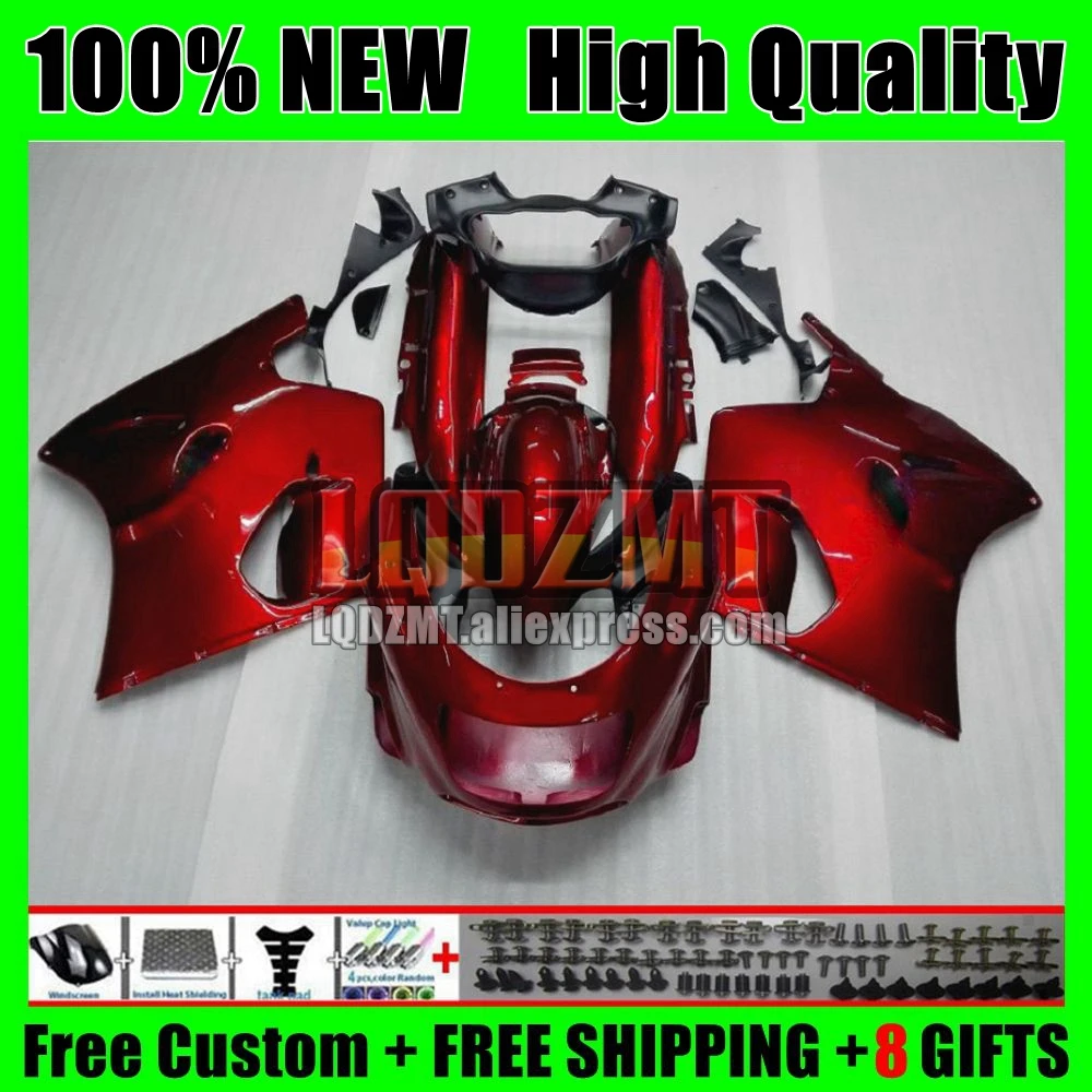 Glossy red Body For KAWASAKI NINJA ZX-11R ZZR 1100 ZZR1100 ZX11R 90 91 92 64No.12 ZX11 ZZR-1100 ZX 11R 1990 1991 1992 Fairing