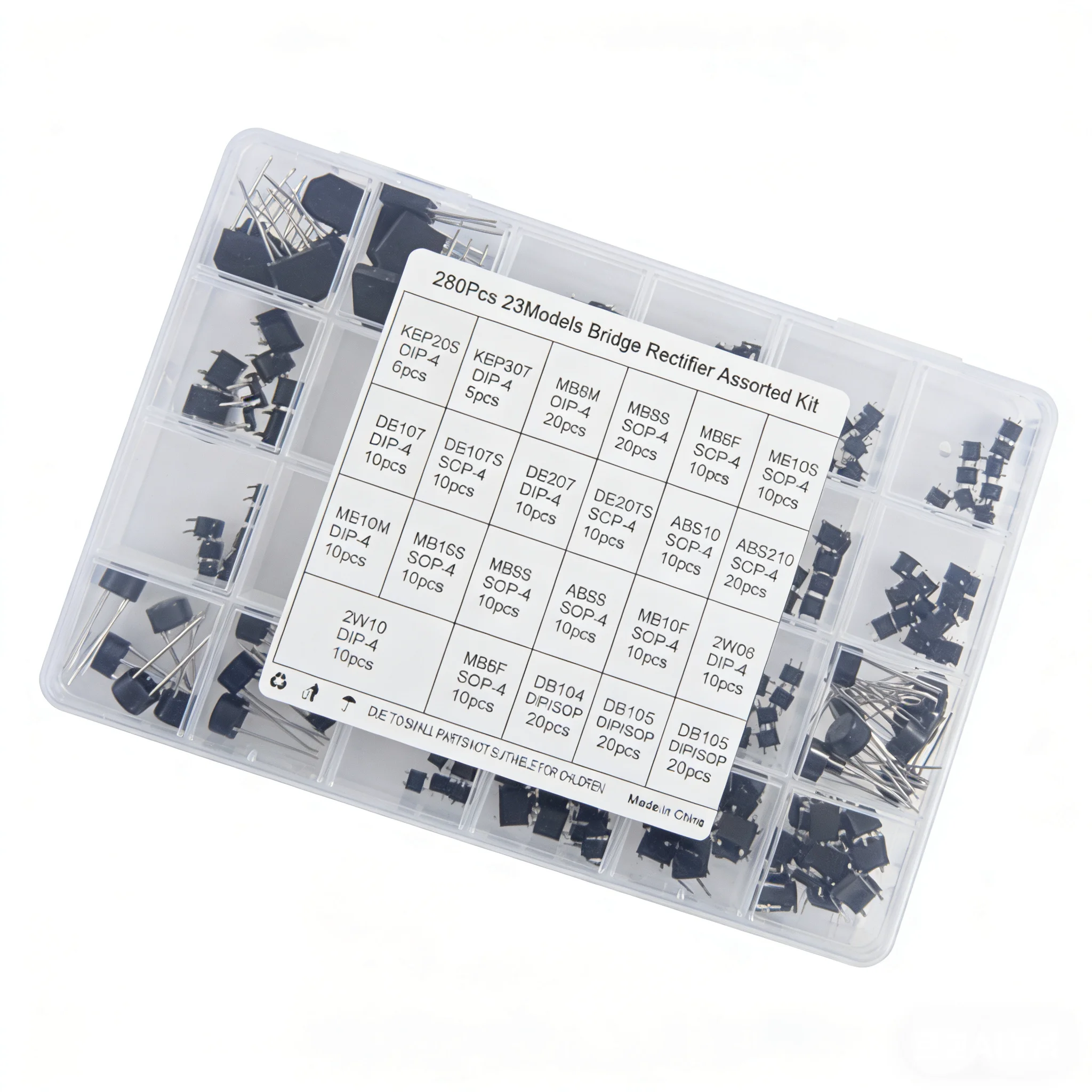 23 Types of Rectifier Bridge Stack SMT Direct Insertion MB6S/DB107/ABS10/2W06/MB8F/KEP307/2W10 1A 2A 3A
