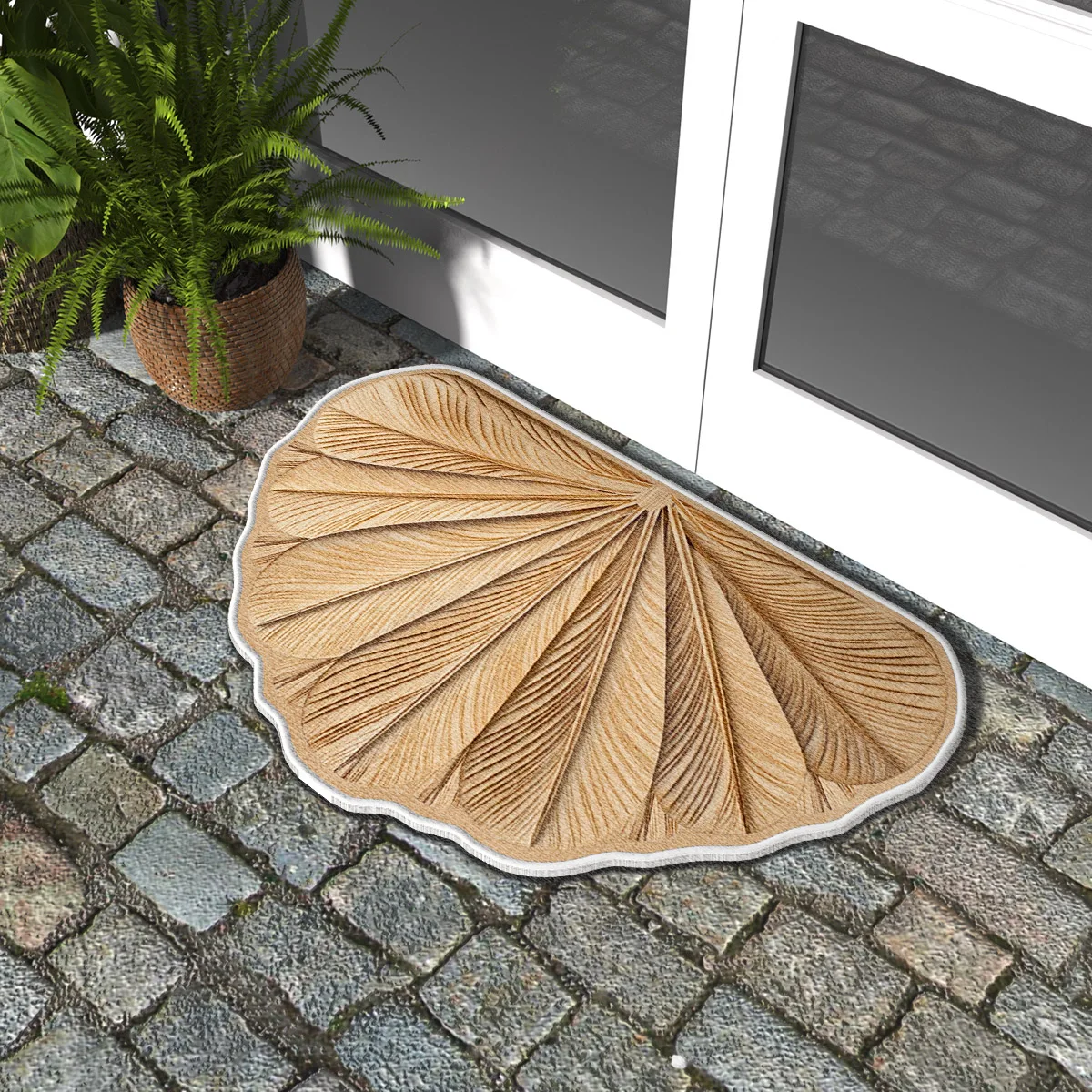 Leaf Design Front Door Mat Outside Entrance Welcome Mat Doormat Outdoor Indoor Room Area Rugs Hallway Carpet Washable