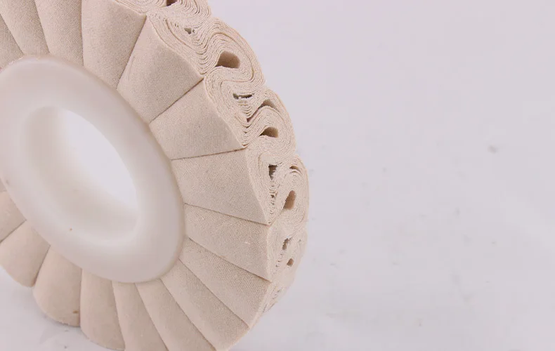 Cotton wheel polishing cloth with plastic core 150 * 50 * 20/22mm edge banding machine abrasive tool