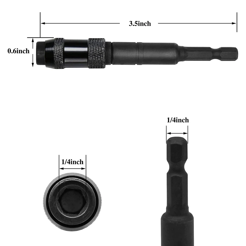 2 Pack Pivoting Bit Tip Holder, Magnetic Screw Drill Tip 1/4inch Hex Shank, Quick Change Locking Bit Holder (Black)