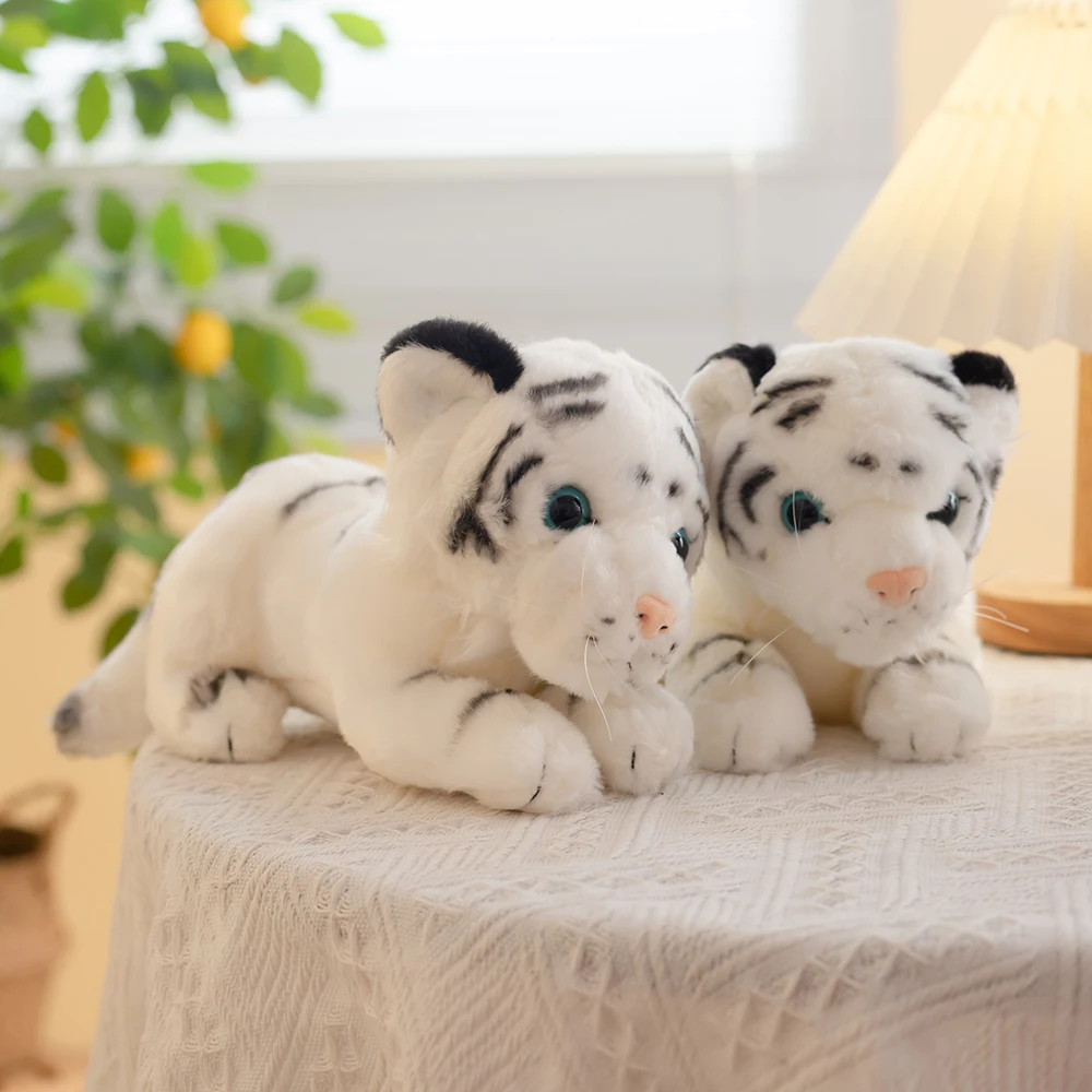 23cm 1pcs Cute Stuffed Animal Baby Tiger White Siberian Tiger Plush Toy Soft Room Decor Gift for Girl Boy Plushies Doll