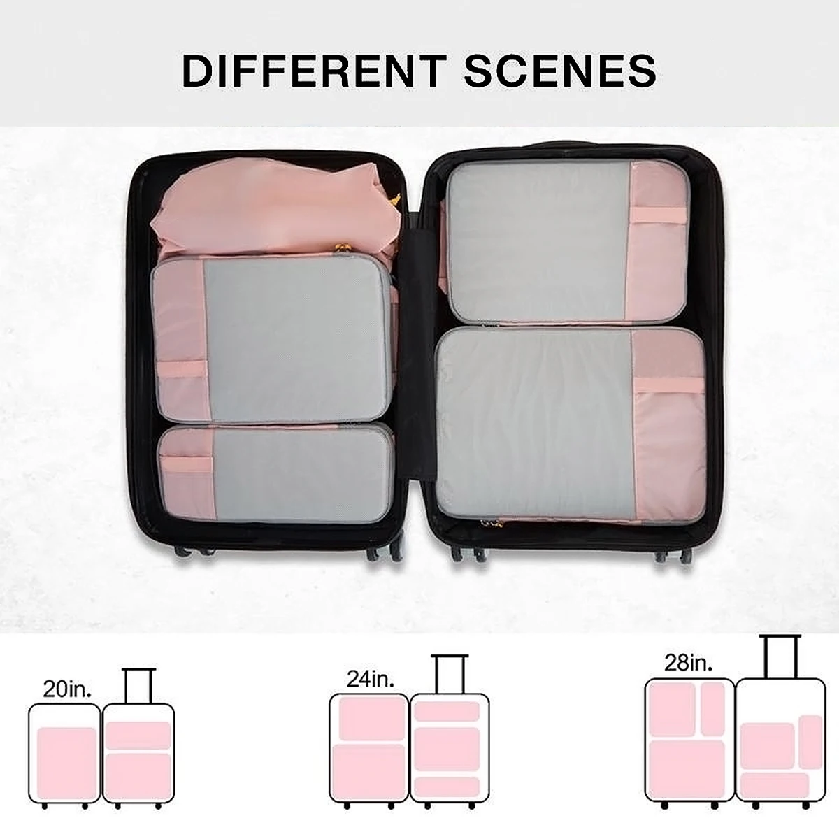 6 ピース荷物圧縮パッキングトラベルオーガナイザーバッグ旅行必需品用拡張可能な荷物オーガナイザーバッグパック軽量