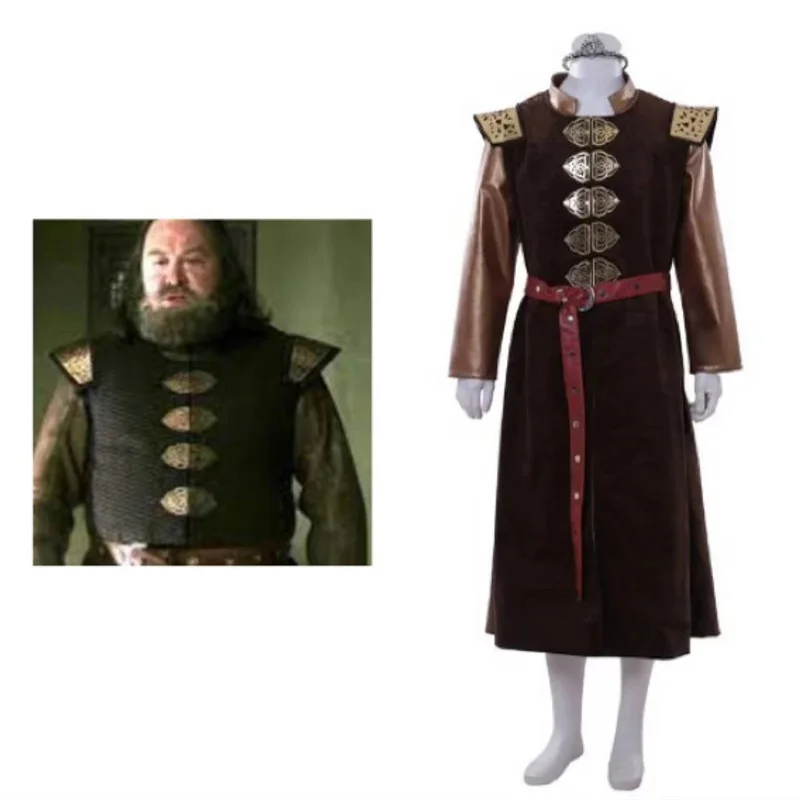 Movie  King Robert Baratheon Medival King Cosplay Costume Outfits with Crown Halloween Carnival Suit