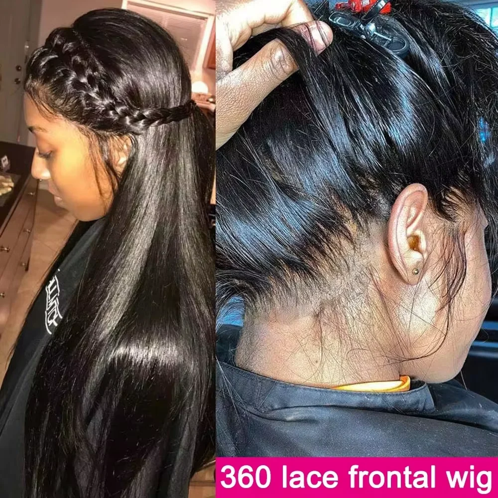 13X6 HD Straight lace Front Human Hair Wig 250Density 30 40Inch Bone Straight Human Hair Wigs 100% Real Human Hair Pre Plucked image 2