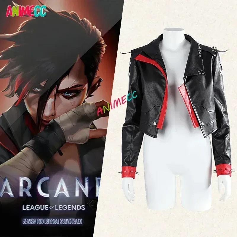 In Stock XS-3XL Vi Cosplay Costume Jacket Wig Tattoo Sticker  Anime Lol Arcane Violet Cosplay Halloween Party Outfits for Women