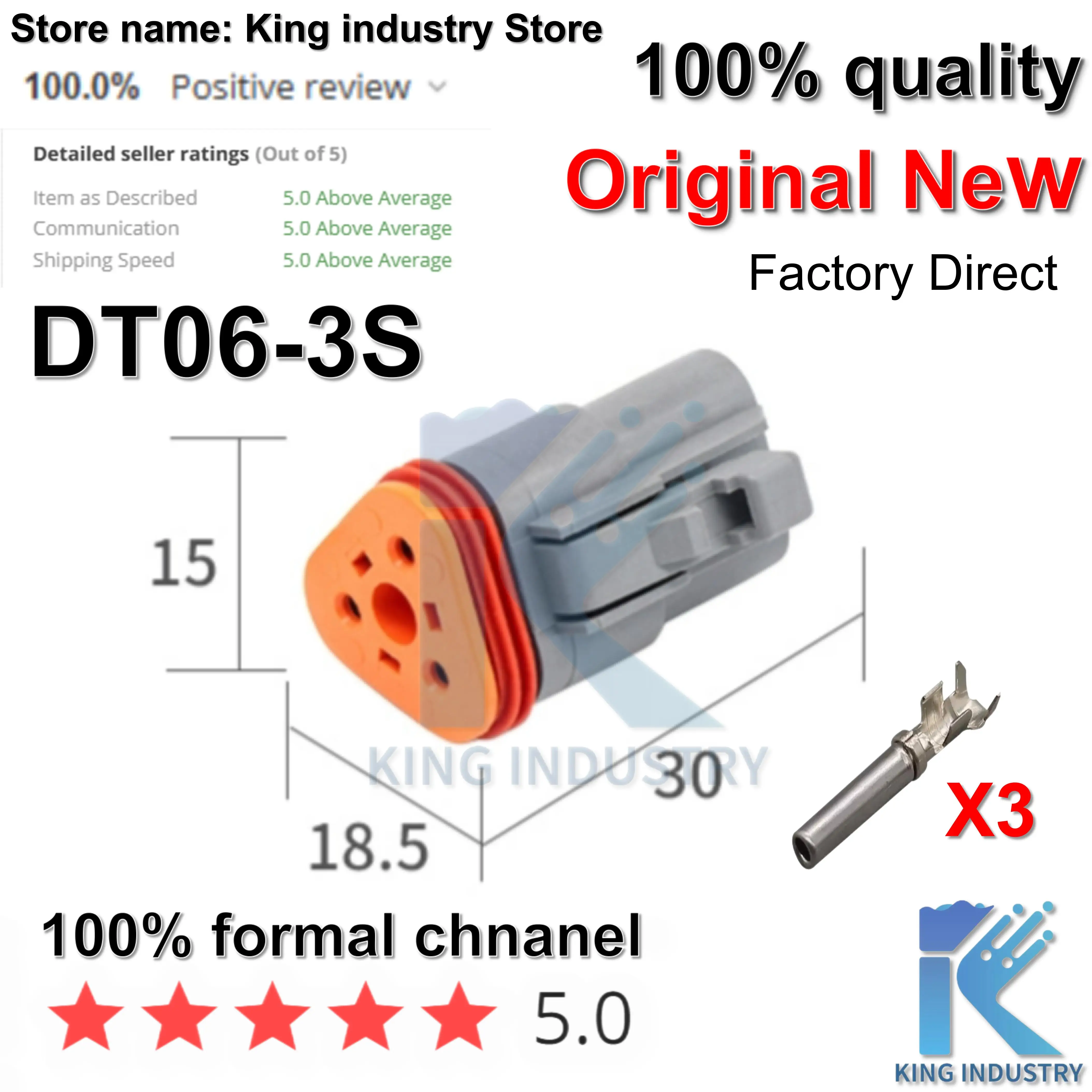 【50sets】DT04-3P/DT06-3S Automotive Connectors Waterproof MaleFemale