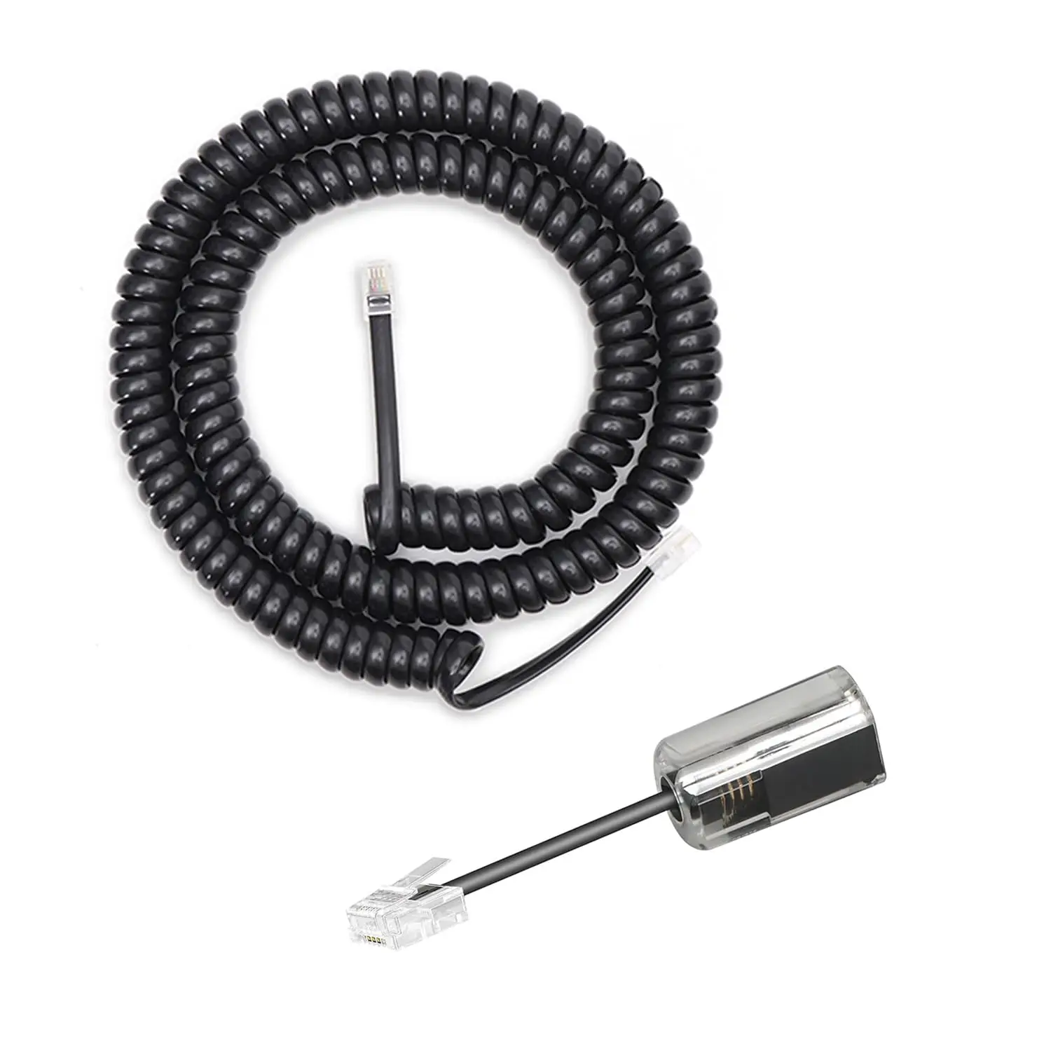 8ft Desk Phone Cord with 360° Rotating Detangler - Tangle-Free Landline Cable Set