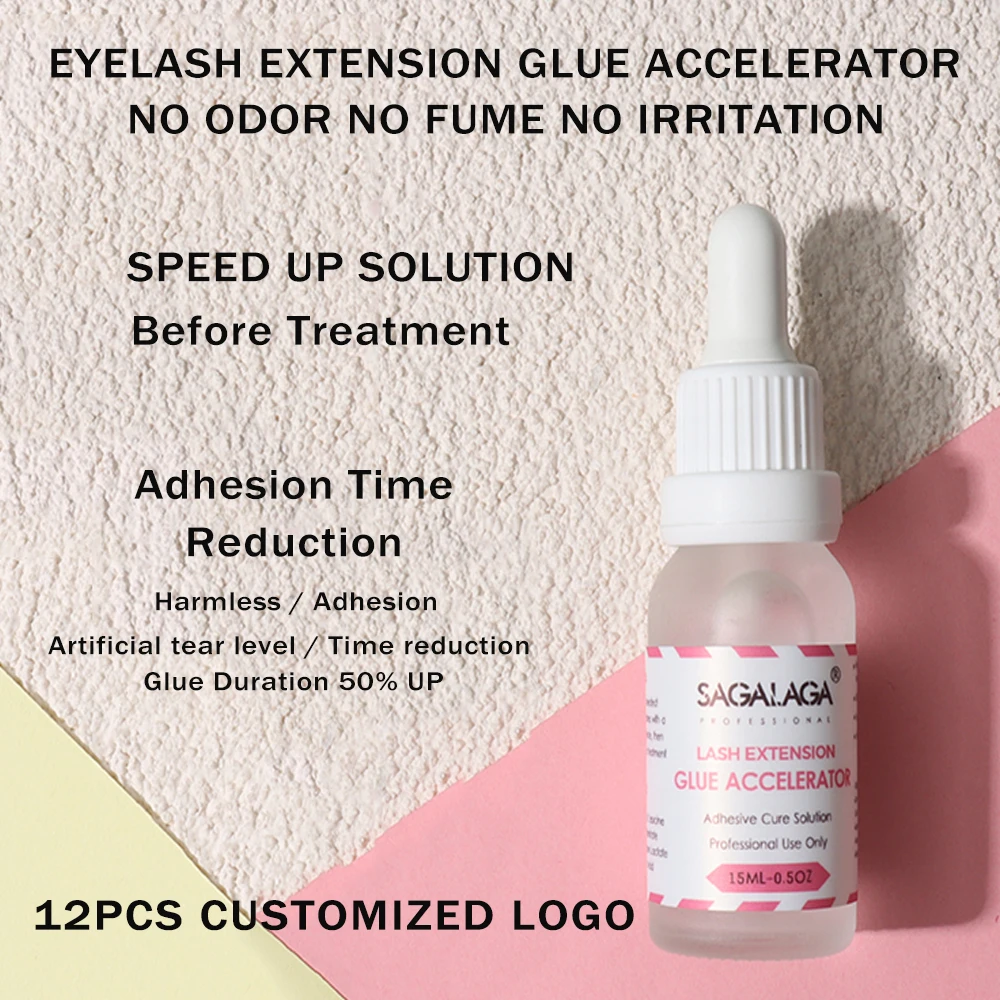 15ml 1s Fast Drying Eyelash Extension Glue Accelerator Before Treatment Lash Adhesive Glue Duration 50% Up Private Label Korea