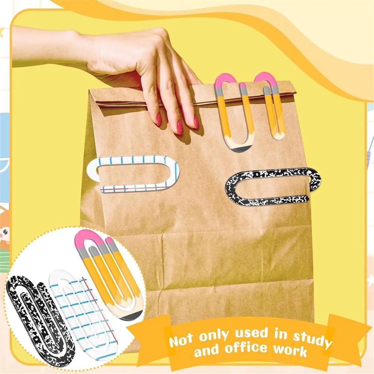 12Pcs Teacher Appreciation Gifts Jumbo Acrylic Paper Clips Teacher Gift Offices Bookmark Operation Cute Large Paperclip