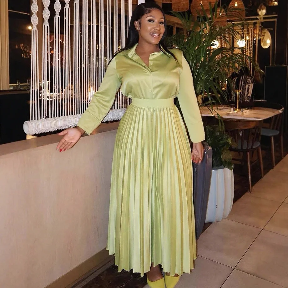 

Женский комплект из двух предметов: рубашка с длинным рукавом и плиссированная юбка, осенний модный ансамбль в европейском стиле, комплект одежды для взрослых женщин