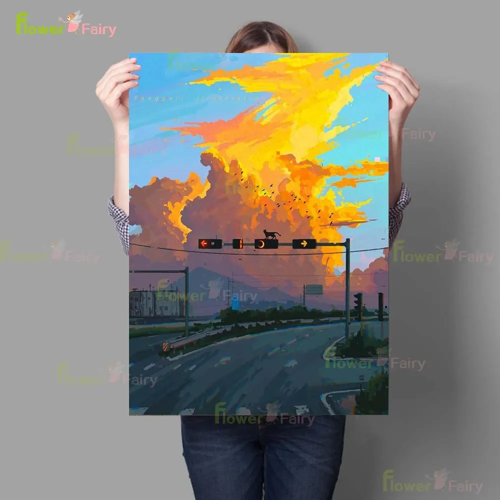 Colorful Cloud Rosy Clouds Sunset Glow Poster Wall Art Canvas Painting Home Decor Wall Pictures For Living Room Unframed
