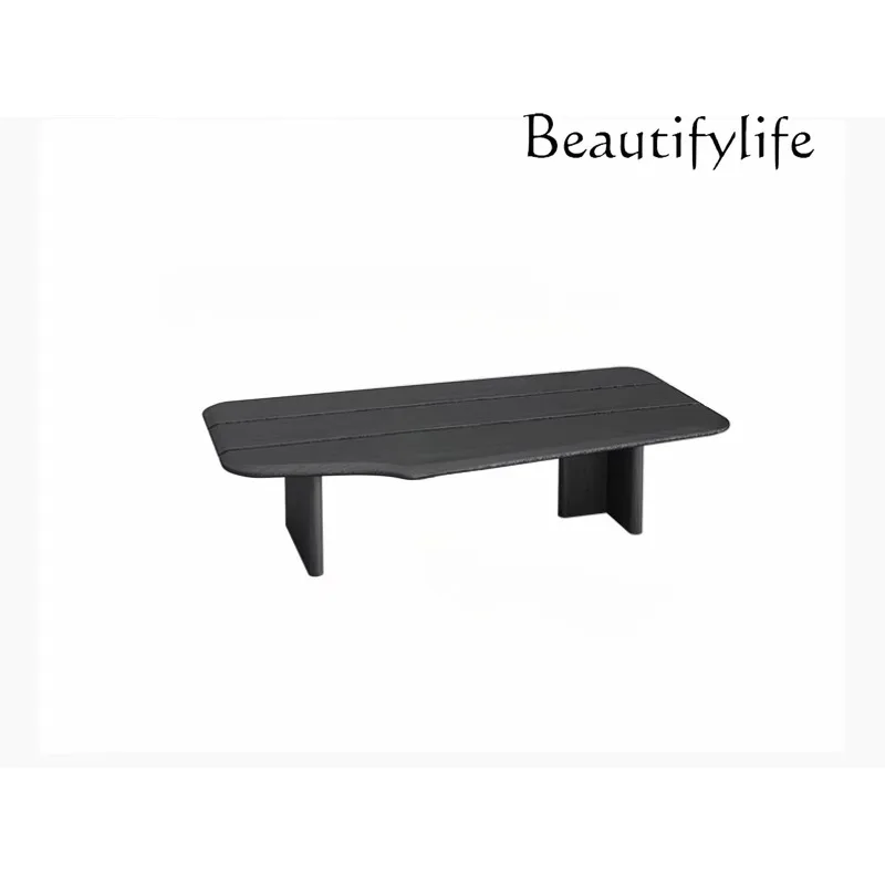

Minimalist high-end coffee table, living room home medium-ancient style solid wood black rectangular special-shaped tea table