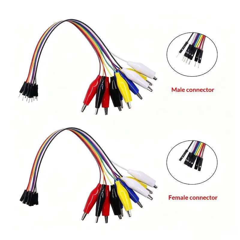 10-Pin to Alligator Clip Test Lead Cable Durable Male/Female Connector Insulated for Electronic DIY Circuit Debugging