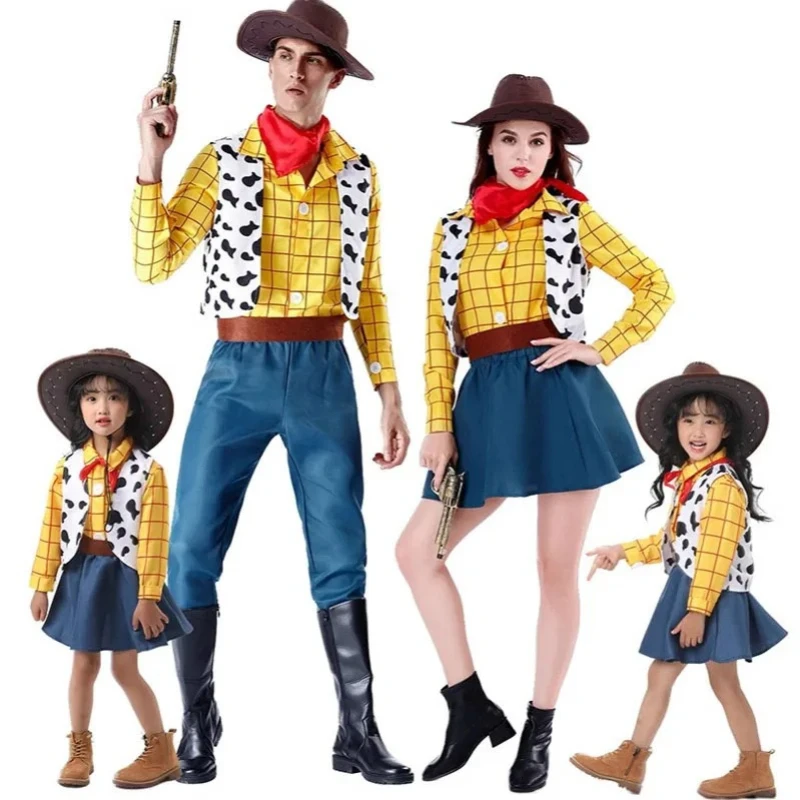 

Cosplay Story Woody Costume Sets for Adult Kids Cowboy Cowgirl Dress Carnival Halloween Party Fancy Dress up Performance Costume