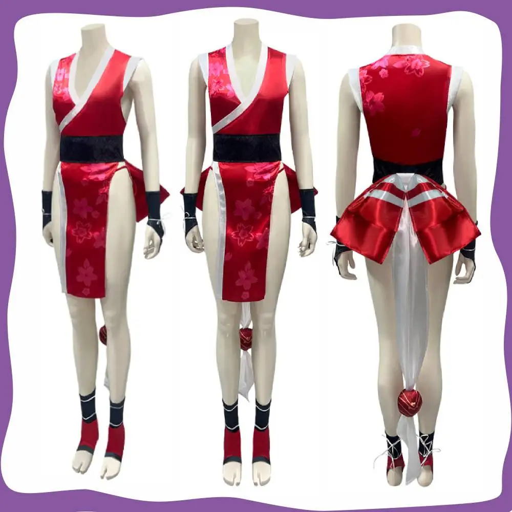 Mai Shiranui Cosplay Women Red Sexy Cheongsam Dress Game Street Costume Outifit Disguise Female Adult Halloween Carnival Suit