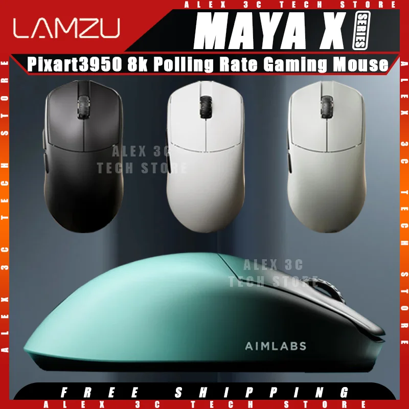 LAMZU MAYA X AIMLABS Gaming Mouse Dual Mode 8k Polling Rate Pixart 3950 Sensor Lightweight Ergonomics Customized Gaming Mouse