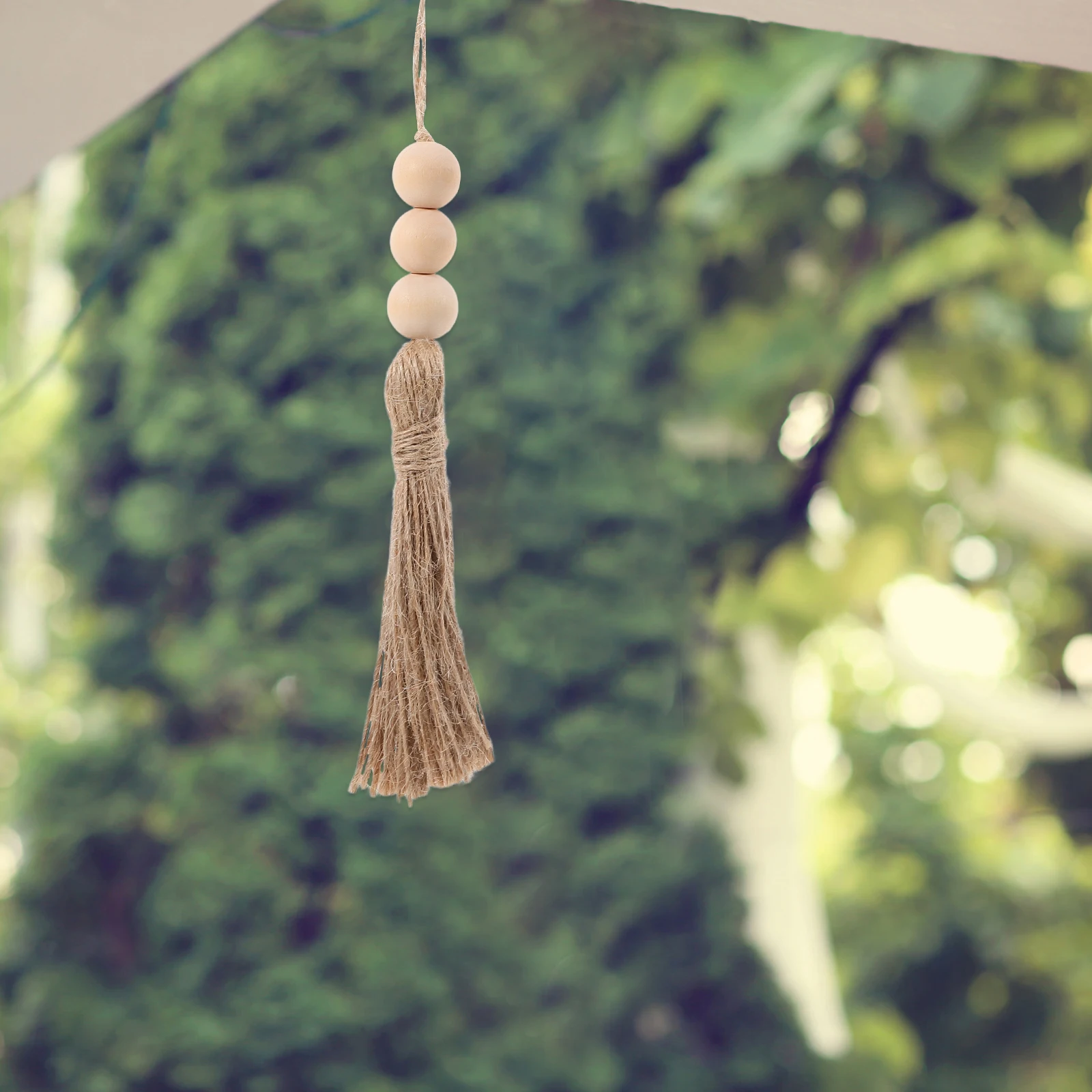 

10pcs Wooden Bead Pendant Hanging Decor Round Tassel Garland Home Wall Decor DIY Craft Bedroom Living Room Kids Room Ornament