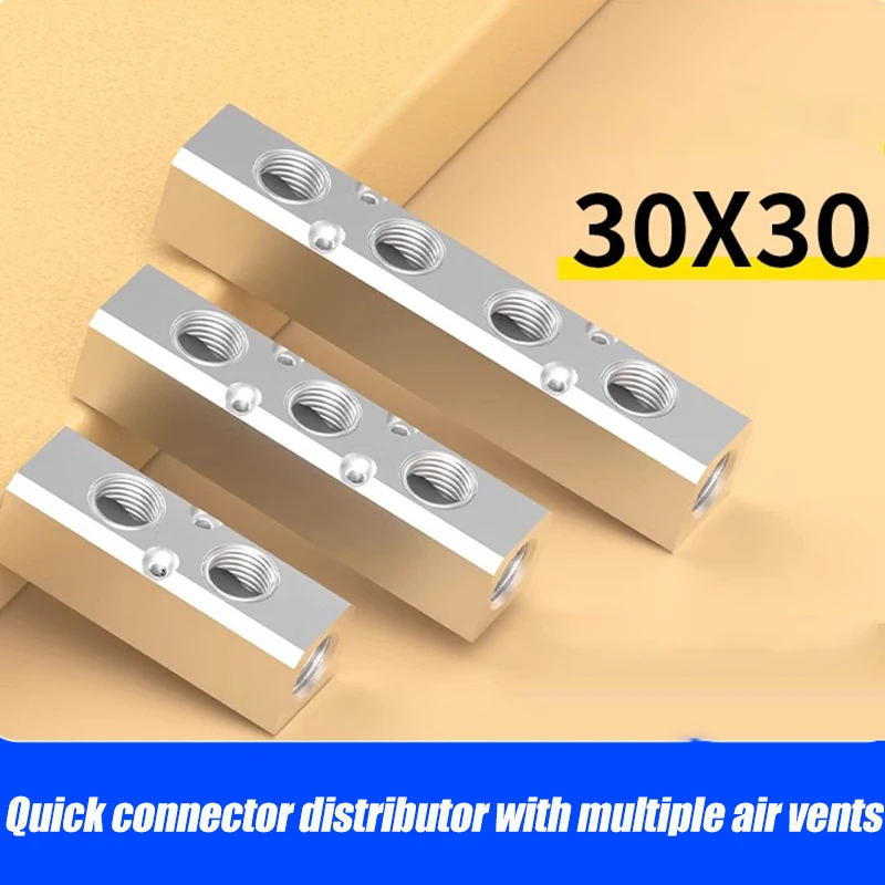 

30x30mm Air Manifold Distributor 1/2-1/4"bsp Drain Diverter Oil Exhaust Distributor Air Source Distribution Row 2-10 Way ﻿