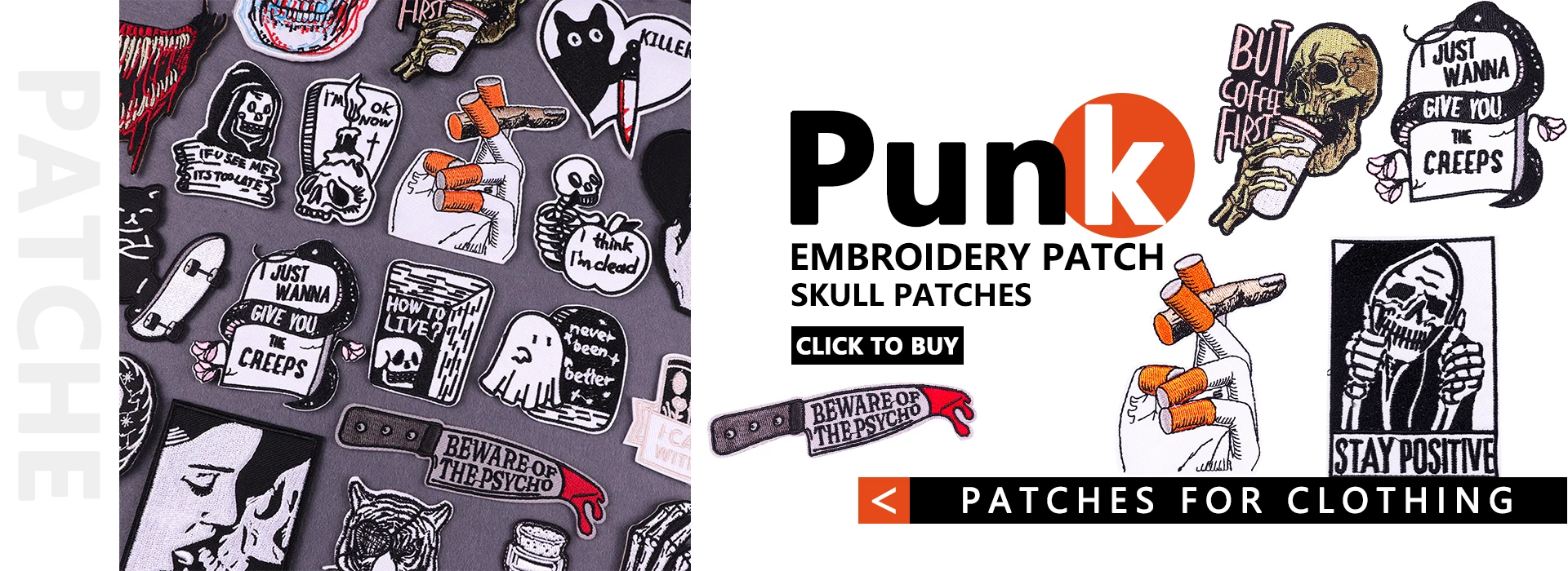 Flamme Schädel Patch Kleidung Punk Bestickt Patches Für Kleidung Eisen Auf Patch Auf Kleidung Thermoadhesive Patches Jacke Abzeichen DIY – Detail 2