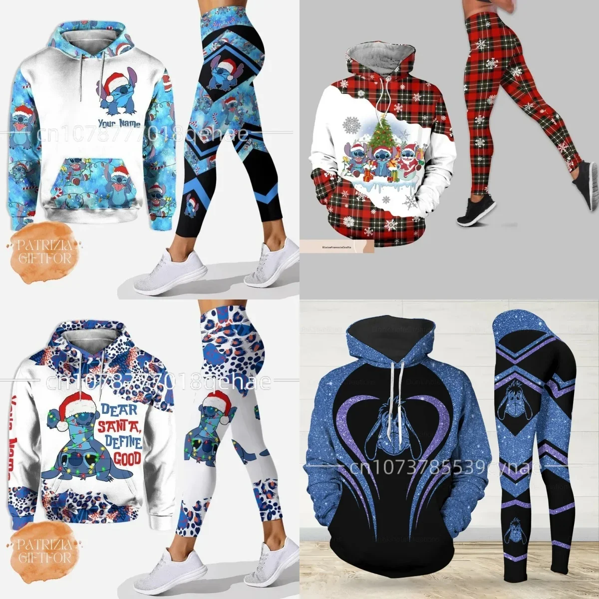 Angle 3D Hoodie Women's Set Yoga Pants Sports Disney Stitch Yoga Hoodie Leggings Fashion Sportswear Women Clothing