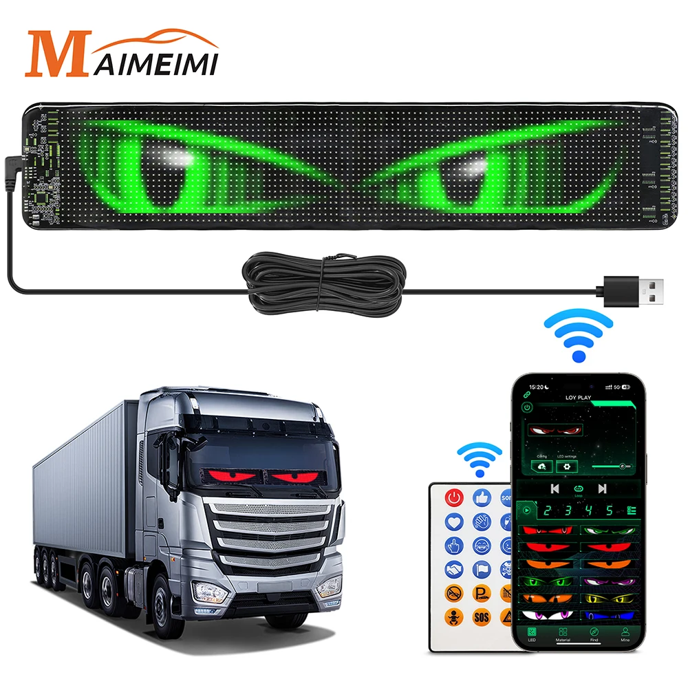 LED Dynamic Display Screen Truck Windshield Scrolling Advertising Car Sign RGB DIY App Control LED Panel Flexible Display Light