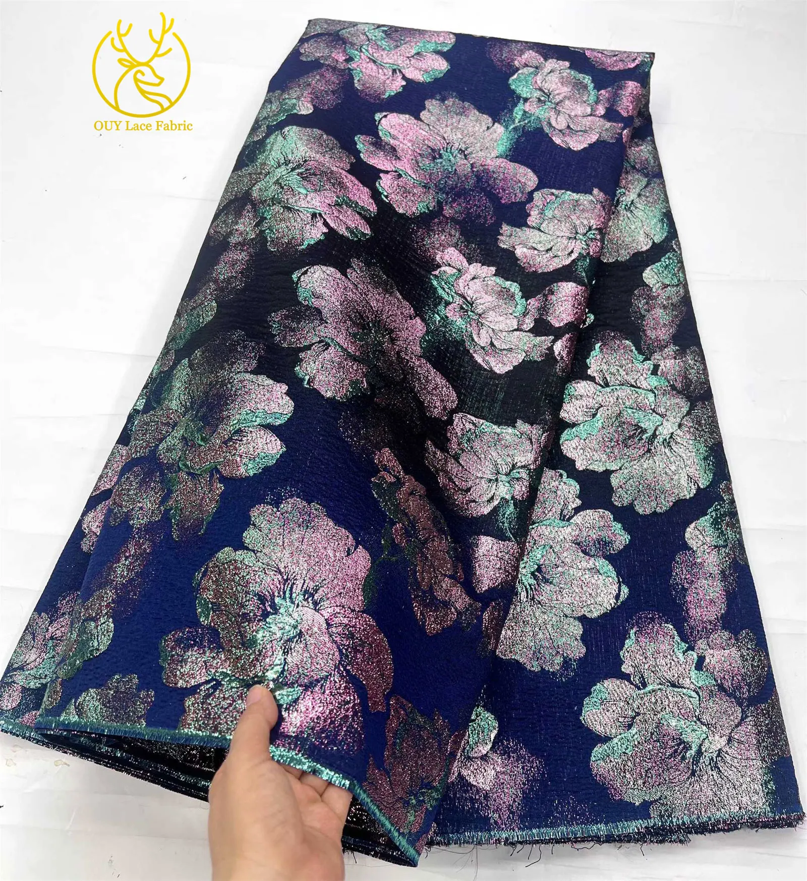 Neuester afrikanischer Jacquard-Spitzenstoff 2026, nigerianischer Chiffon-Spitzenstoff zum Nähen von Damenkleidern, Nähmaterial, 5 Yards – Detail 8