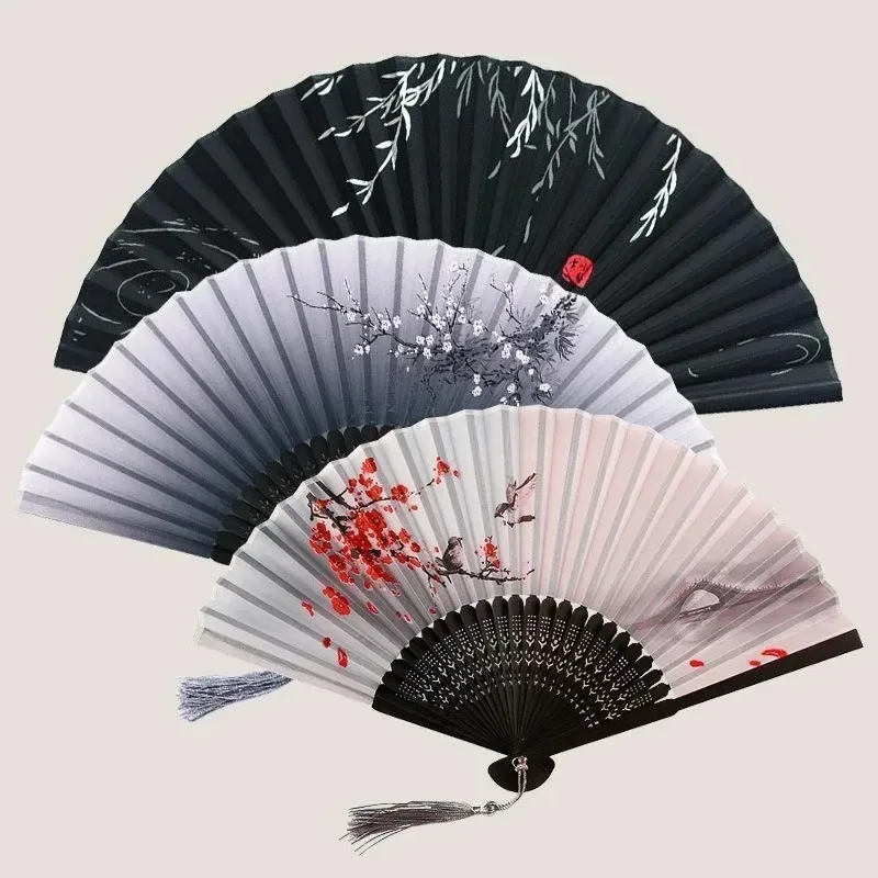 Women Folding Fan Chinese Vintage Bamboo Hand Fans Wedding Dancing Decorations Home Ornament Halloween Supplies Party Gifts