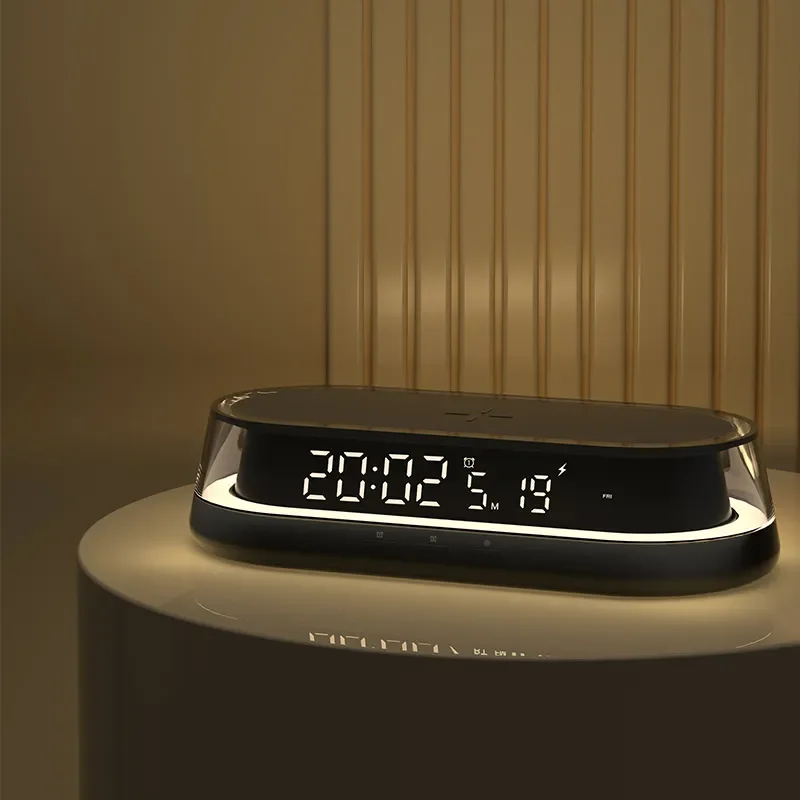 Wireless Charger Stand with Night Light for iPhone Samsung Xiaomi Fast Charging Magnetic Desk Lamp Bedside Table Decor Modern