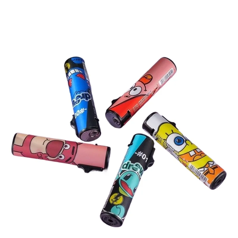 ولاعة التضخم المباشر الكرتونية الجديدة، ولاعة البيوتان ذات الوجه الأزرق المقاومة للرياح، وإكسسوارات السجائر