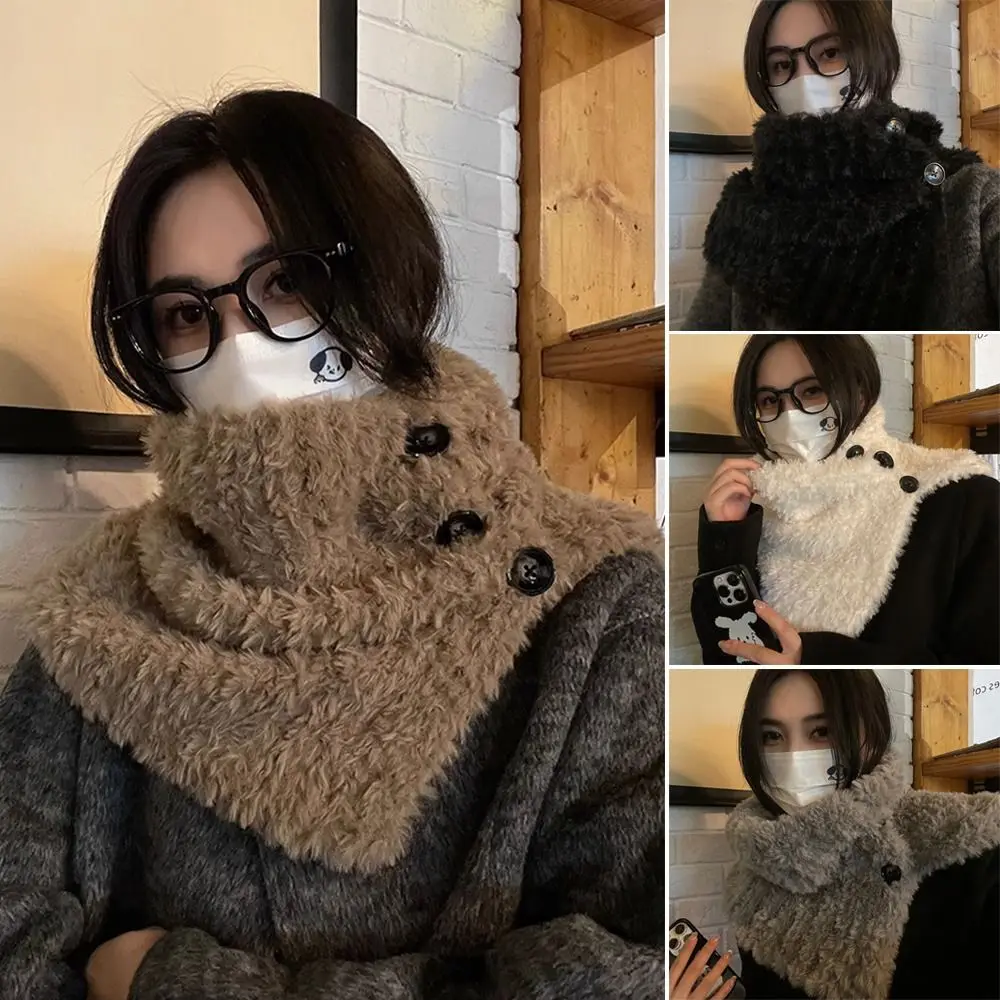 

Thicken Warm Fluffy Fake Collar Scarf Soft Cold-proof Detachable Scarf Windproof Solid Color False Scarf Shawl for Women