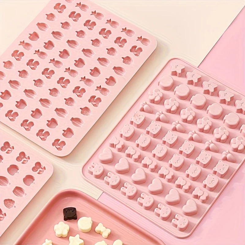 Gummy Bear Molds,Fondant Chocolate Candy Non-Stick Silicone Mold ,With 1 Droppers, Bear, Animal Series, Heart, Fruit