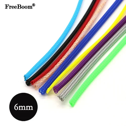 1/2/3/5/10/20/30/50M 6mm funda trenzada PET aislada funda de Cable de alta densidad Protector de Cable fundas trenzadas para cables