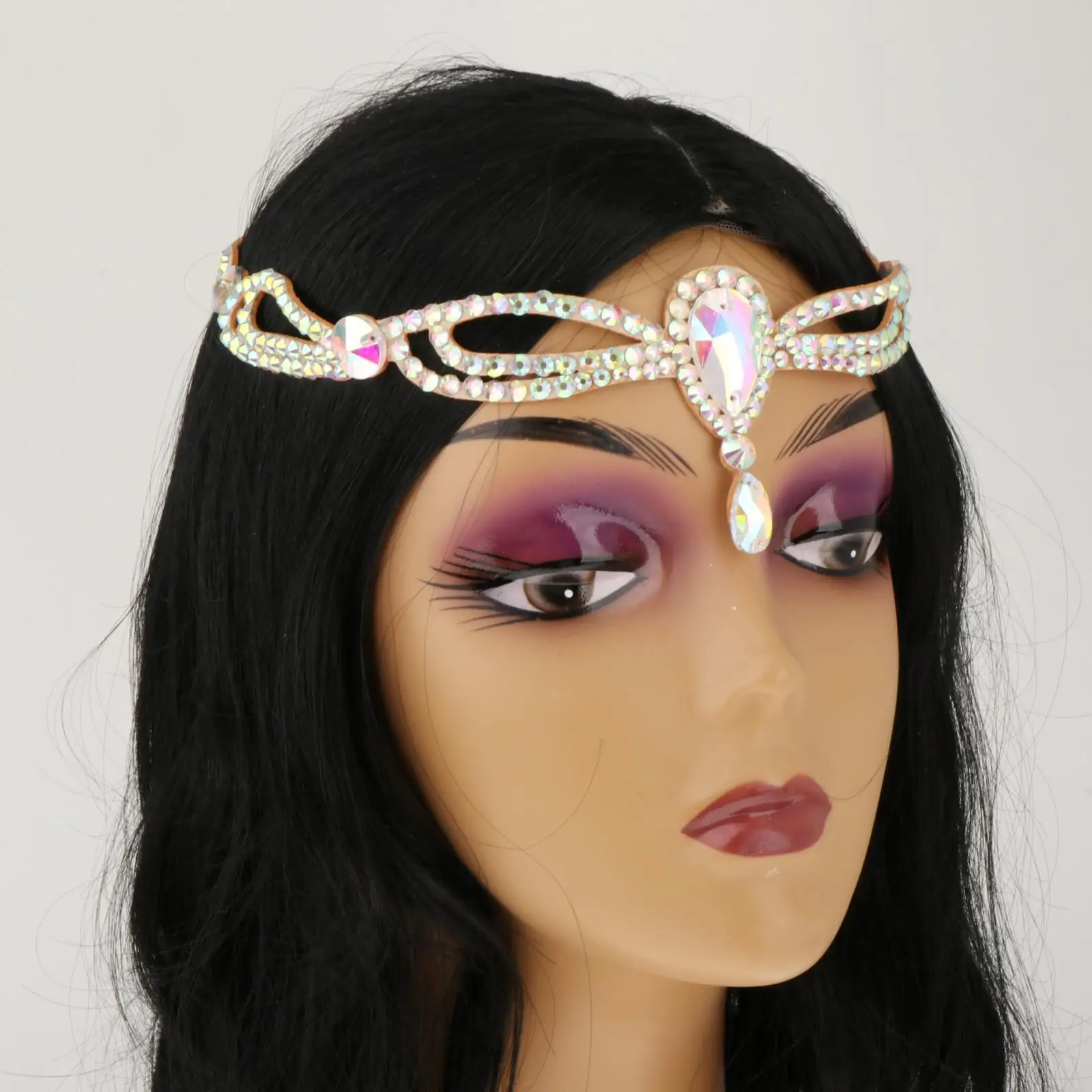 Skórzane ozdoby na głowę do tańca brzucha, wielokolorowe łańcuszki na głowę z kryształkami do tańca arabskiego, na festiwal, wesele.