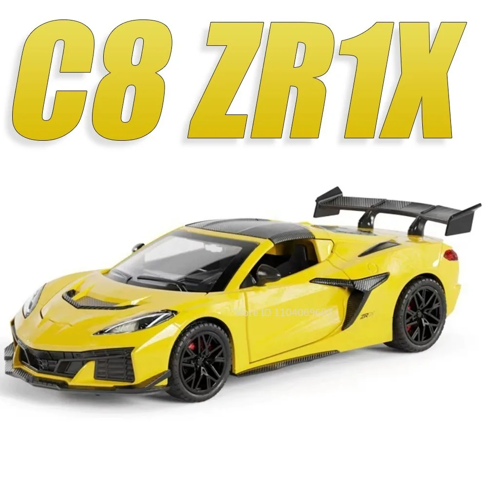 

1:32 Scale C8 C2 Model Toy Sports Cars Alloy Diecast Door Opened Pull Back Simulation Interior Rubber Tires Collection Supercars