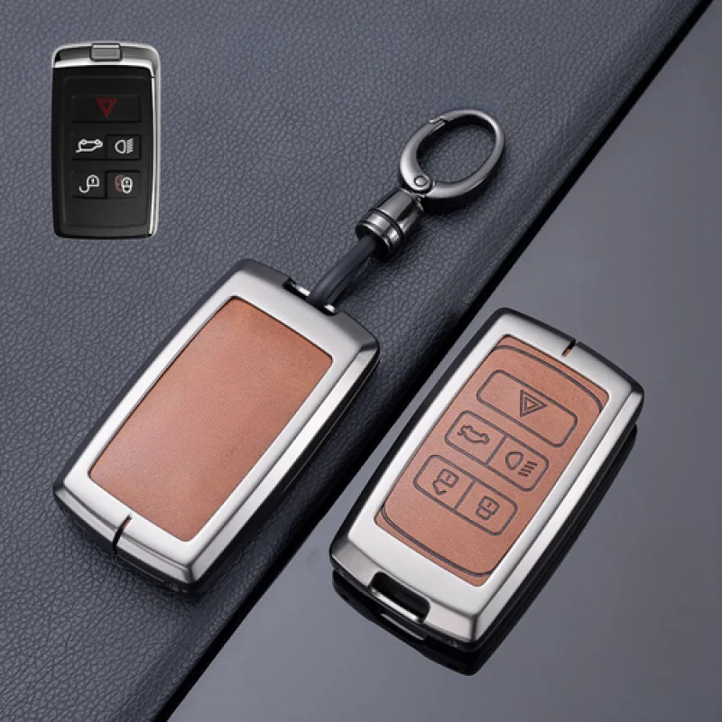 Capa de couro para chave de carro em liga A + para Land Rover Range Rover Velar para Jaguar