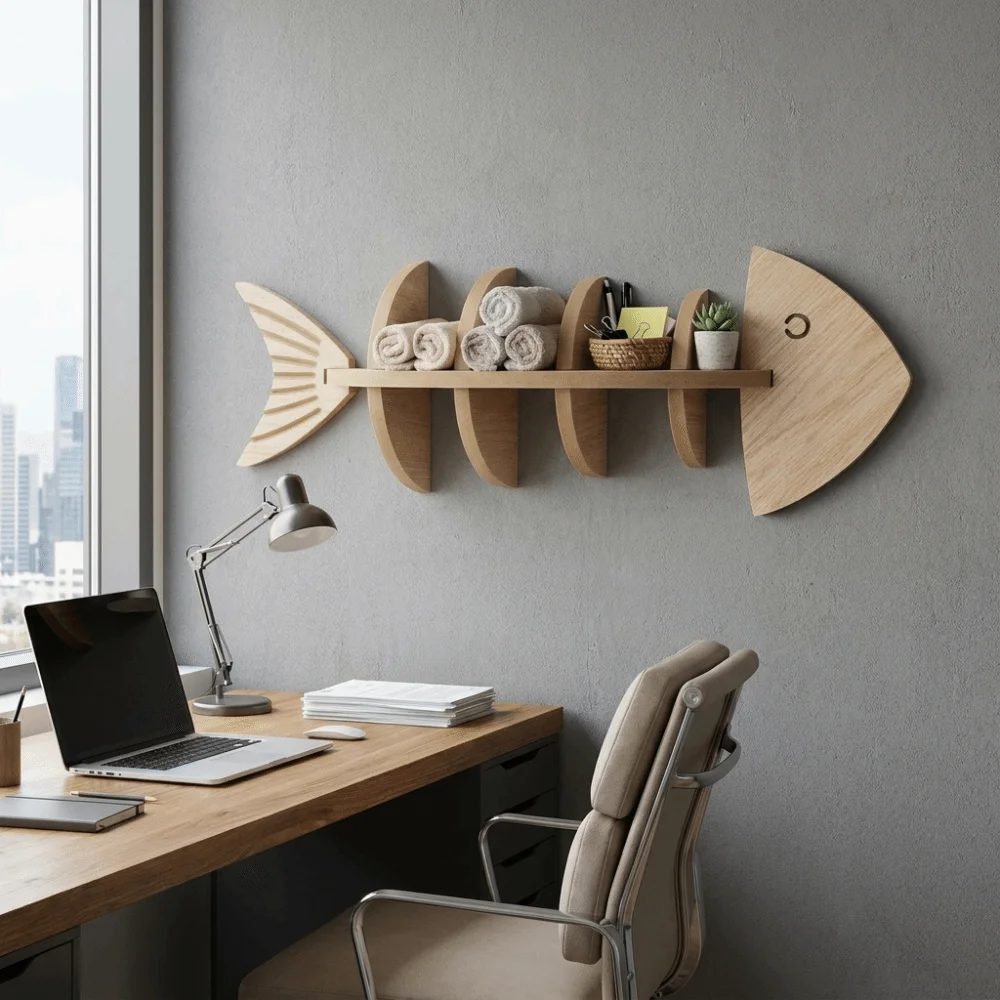 Floating Shelves - Vintage Drewniana Półka Ścienna w Kształcie