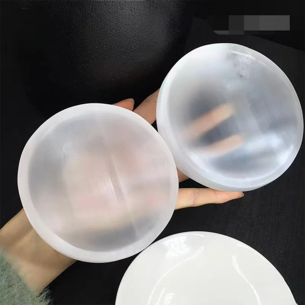Natural Selenite Bowl, White Quartz Crystal Gypsum Bowl, Mineral, Reiki, Healing, Degaussing view 4