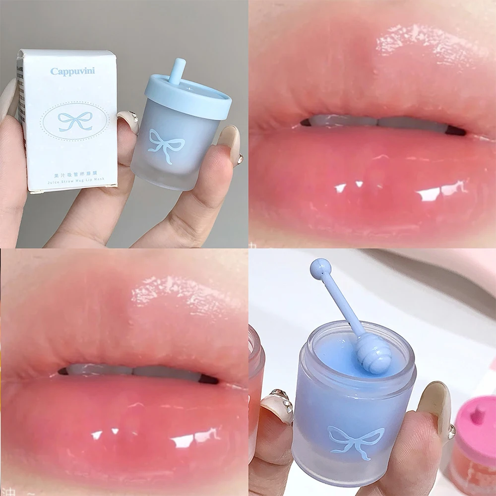 Cappuvini Nourishing Moisturizing Juice Cup Packaging Lip Mask Lip Lines Reducing Fruity Lip Balm Lip Care