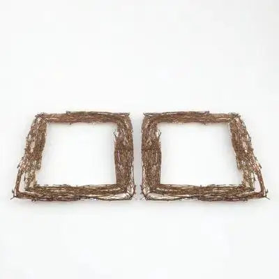 

2pcs Wreath Base Natural Vine Twig Craft For Diy Floral Decor Square Rattan Frame Wall Door Window Holiday Party Decoration Prop