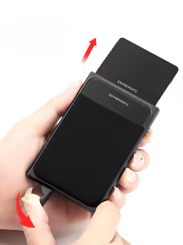 Automatic Flip Card Side Push Card Holder Sleeve Large Capacity 12 Cards Slot Metal Cards Box Men Credit Card Anti-theft Wallets