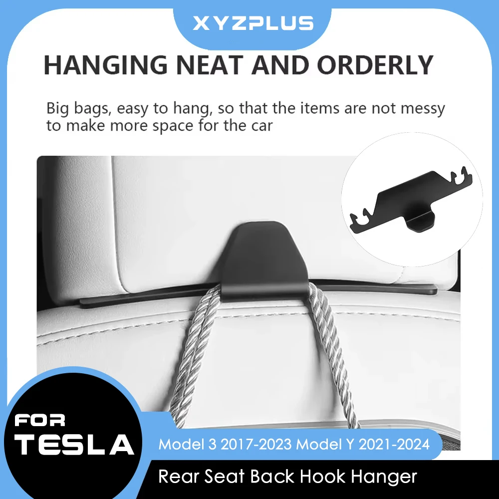 for Tesla Model 3 Y 2023 Car Seat Back Hook for Rear Seater Hanger for Bag Headrest Organizer Holder Interior Accessories